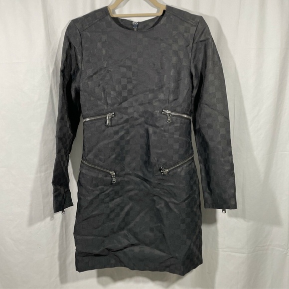 EUC $788 Marc by Marc Jacobs Zip Detail Check Shift Dress Black [SZ‎ 0 2 XS ] - Picture 4 of 12